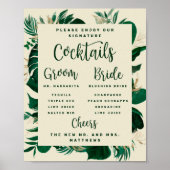 Tropisch Lofwerk Signature Cocktails Bar Menu Bord Poster (Voorkant)