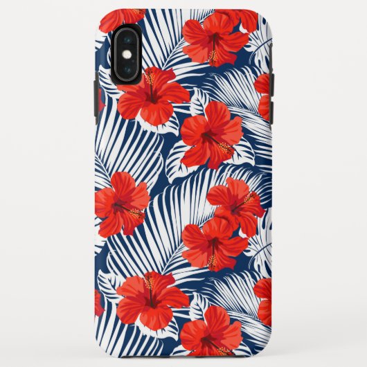 Tropisch Loof Met Rode Bloem Hibiscus Case-Mate iPhone Case (Achterkant)