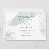 Tropisch loof QR-code Horizontale bruiloft Kaart (Voorkant)