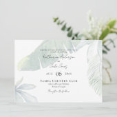 Tropisch loof QR-code Horizontale bruiloft Kaart (Staand voorkant)