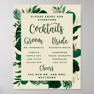 Tropisch Loof Signature Cocktails Bar Menu Bord Poster