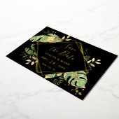 Tropisch Loof Zwart & Goud Folie Save the Date Uitnodiging (Gedraaid)