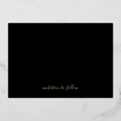 Tropisch Loof Zwart & Goud Folie Save the Date Uitnodiging (Achterkant)