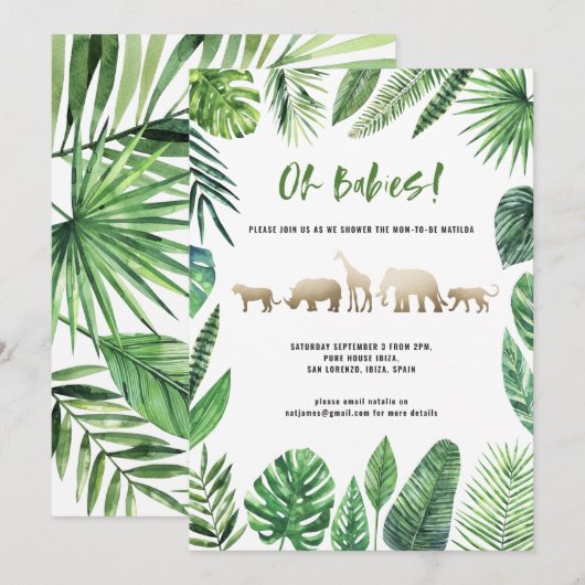 Tropisch loofwerk en gouddieren met twee baby show (Voorkant / Achterkant)