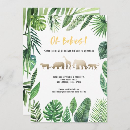 Tropisch loofwerk en gouddieren met twee baby show (Voorkant / Achterkant)