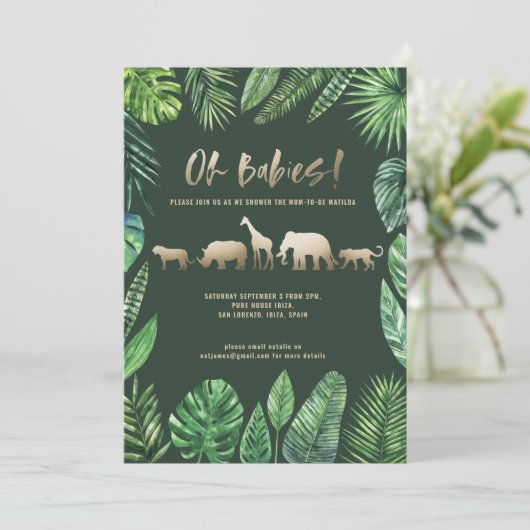 Tropisch loofwerk en gouddieren met twee baby show (Staand voorkant)