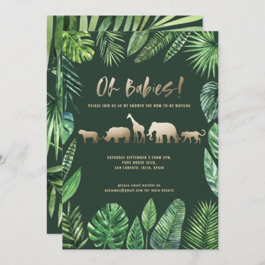 Tropisch loofwerk en gouddieren met twee baby show (Voorkant / Achterkant)