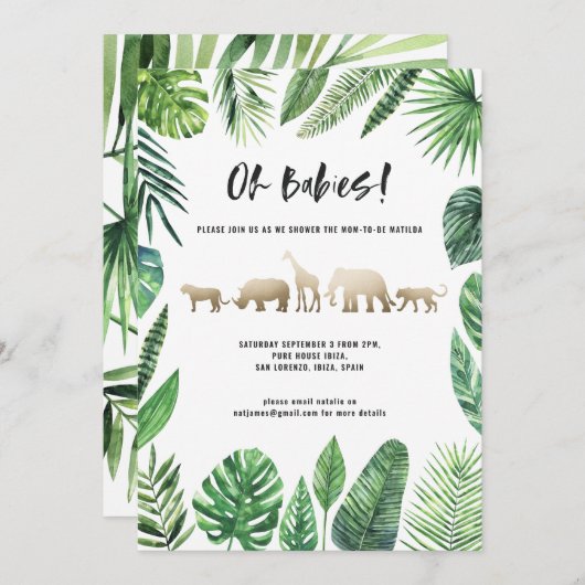 Tropisch loofwerk en gouddieren met twee baby show (Voorkant / Achterkant)