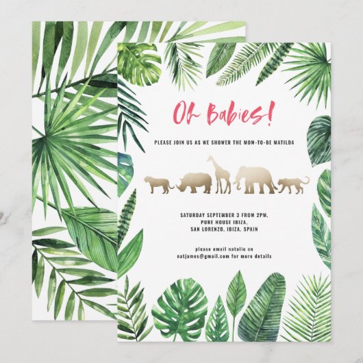 Tropisch loofwerk en gouddieren met twee baby show (Voorkant / Achterkant)