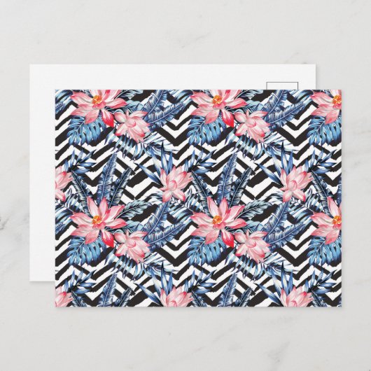 Tropisch Lotus Flower Pattern Briefkaart (Voorkant / Achterkant)