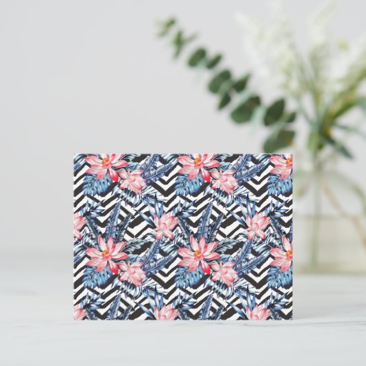 Tropisch Lotus Flower Pattern Briefkaart (Staand voorkant)