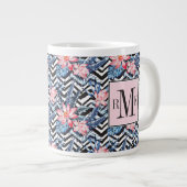 Tropisch Lotus Flower Pattern Grote Koffiekop (Voorkant rechts)