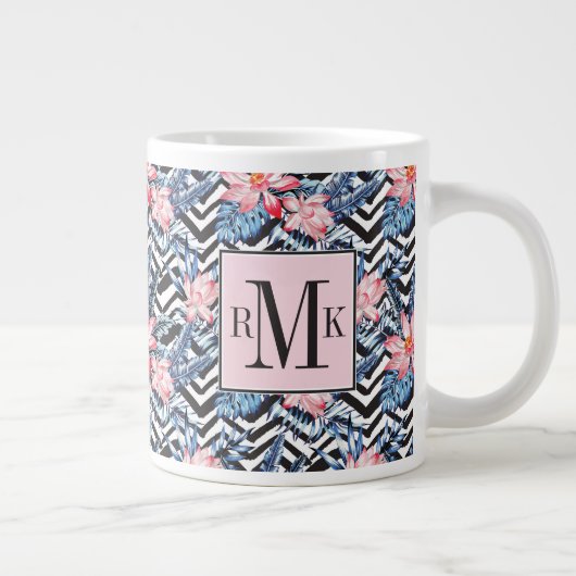 Tropisch Lotus Flower Pattern Grote Koffiekop (Rechts)