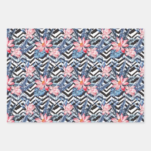 Tropisch Lotus Flower Pattern Inpakpapier Vel (Voorkant)