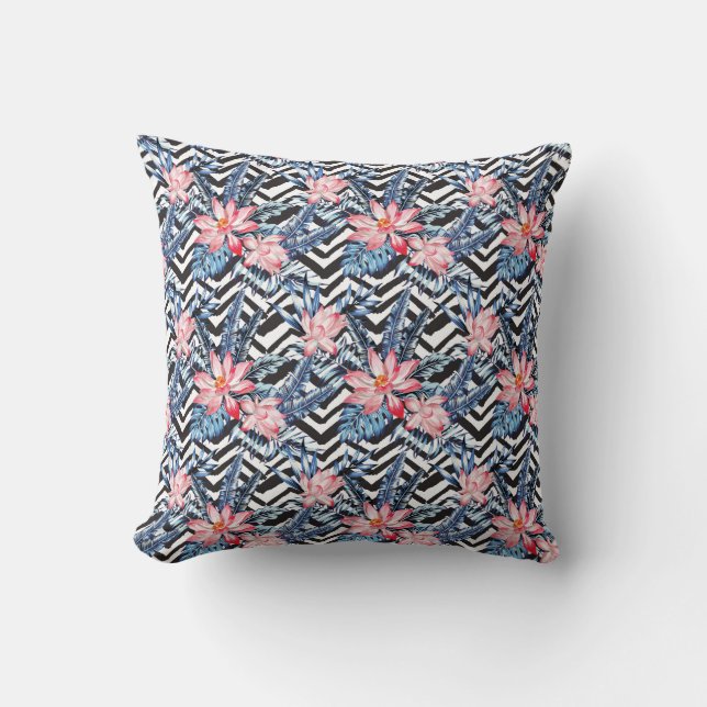 Tropisch Lotus Flower Pattern Kussen (Voorkant)