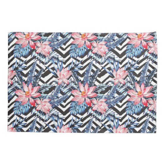 Tropisch Lotus Flower Pattern Kussensloop (Achterkant-Links)