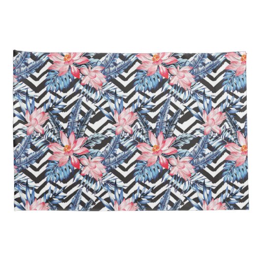 Tropisch Lotus Flower Pattern Kussensloop (Achterkant-Rechts)