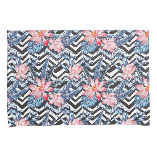 Tropisch Lotus Flower Pattern Kussensloop (Voorkant-Rechts)