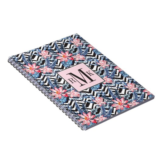 Tropisch Lotus Flower Pattern Notitieboek (Rechterzijde)