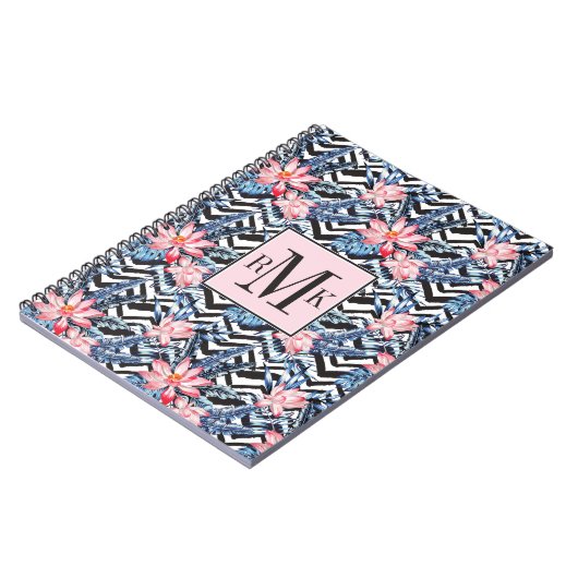 Tropisch Lotus Flower Pattern Notitieboek (Linkerzijde)