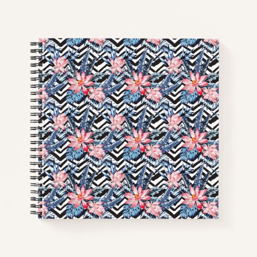 Tropisch Lotus Flower Pattern Notitieboek (Voorkant)