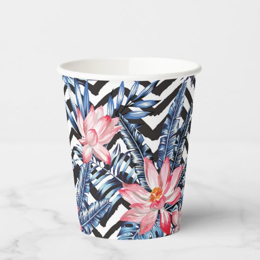 Tropisch Lotus Flower Pattern Papieren Bekers (Links)