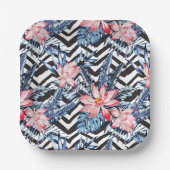 Tropisch Lotus Flower Pattern Papieren Bordje (Voorkant)