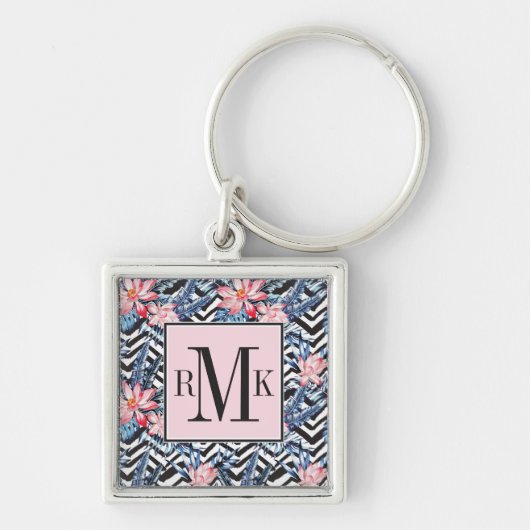 Tropisch Lotus Flower Pattern Sleutelhanger (Voorkant)