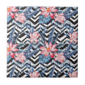 Tropisch Lotus Flower Pattern Tegeltje (Voorkant)