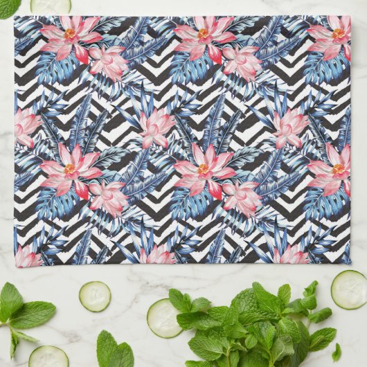 Tropisch Lotus Flower Pattern Theedoek (Gevouwen)