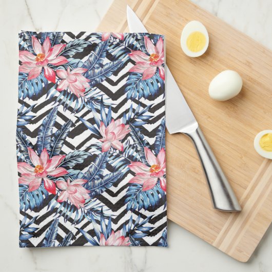 Tropisch Lotus Flower Pattern Theedoek (Quarter Fold)