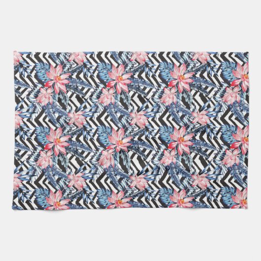 Tropisch Lotus Flower Pattern Theedoek (Horizontaal)