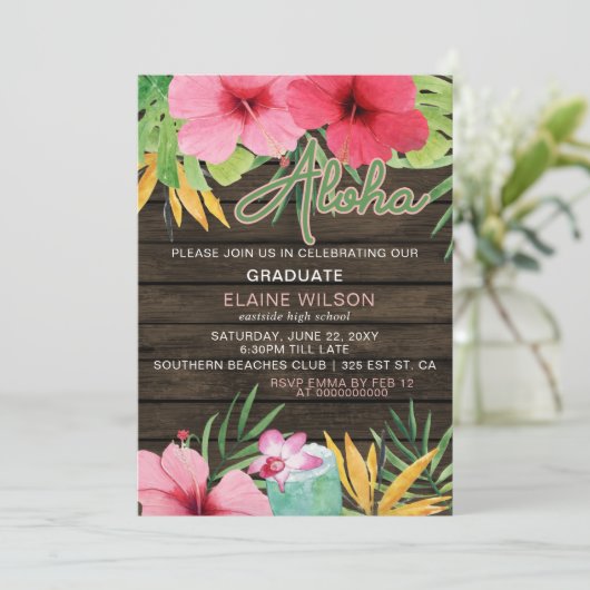 Tropisch LUAU-Afstuderen Kaart (Staand voorkant)