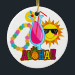 Tropisch Luau Cocktail Keramisch Ornament<br><div class="desc">Veel plezier met deze. Denk aan thema's! Het spel met achtergrondkleuren, voegt of schrapt tekst toe, en past de rug met afbeeldingen, kleur, uw logo/bedrijfsinfo., enz. aan! Vergeet niet dat ornamenten niet alleen voor kerstbomen zijn. Ze zien er mooi uit in je huis, hangen over een gordijnstaaf of ergens anders,...</div>