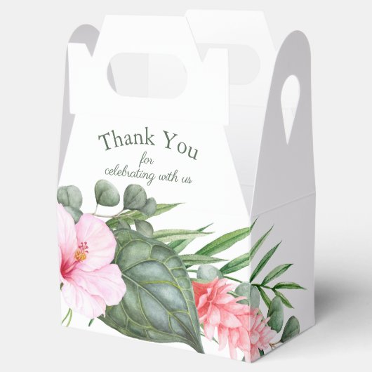 Tropisch Luau Feest Kleurrijke Waterverf Bloemen Bedankdoosjes (Geopend)