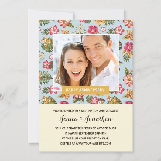 Tropisch Luau-foto jubileumfeest Kaart (Voorkant)