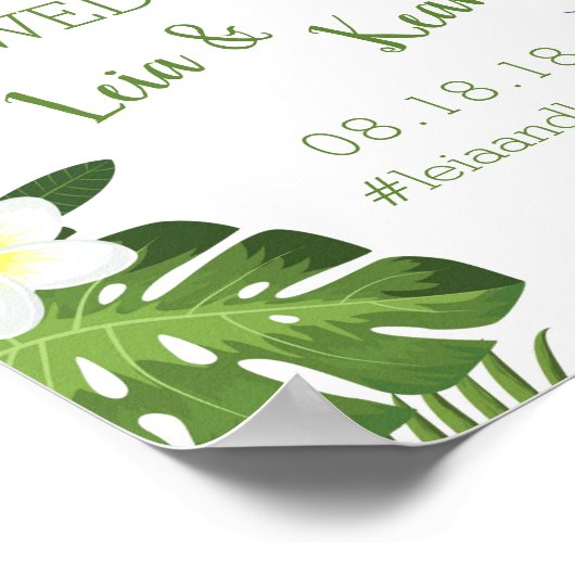 Tropisch Luau Hawaiian Beach Weduwen Welkomstteken Poster (Hoek)