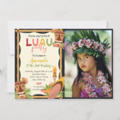 Tropisch Luau Masker Birthday Uitnodiging met foto (Voorkant)