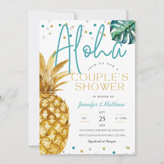 Tropisch Luau Strand Aloha Zomer Bruidsdouche voor Kaart (Voorkant)