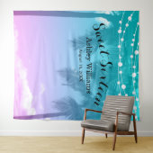 Tropisch Luau Turquoise Roze Sweet 16 Verjaardag A Wandkleed (In Situ (horizontaal))