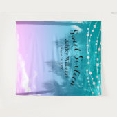 Tropisch Luau Turquoise Roze Sweet 16 Verjaardag A Wandkleed (Voorkant (horizontaal))