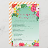 Tropisch Luau Vrijgezellenfeest Game PRINED (Voorkant / Achterkant)