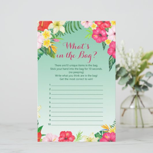 Tropisch Luau Vrijgezellenfeest Game PRINED (Staand voorkant)