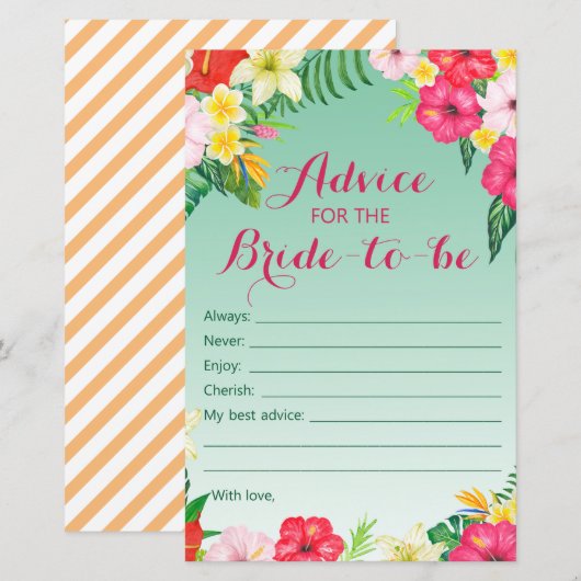 Tropisch Luau Vrijgezellenfeest Game PRINED (Voorkant / Achterkant)