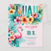 Tropisch Luau Zwembad Feest Meisje Verjaardag (Voorkant)