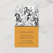 Tropisch Lush Black White Bold Floral Gardening Visitekaartje (Achterkant)