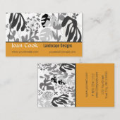 Tropisch Lush Black White Bold Floral Gardening Visitekaartje (Voorkant / Achterkant)