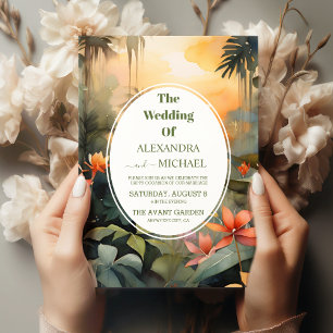 Tropisch Lush Blush Floral Modern Wedding Kaart