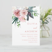 Tropisch Lush Blush Floral Modern Wedding Kaart (Staand voorkant)