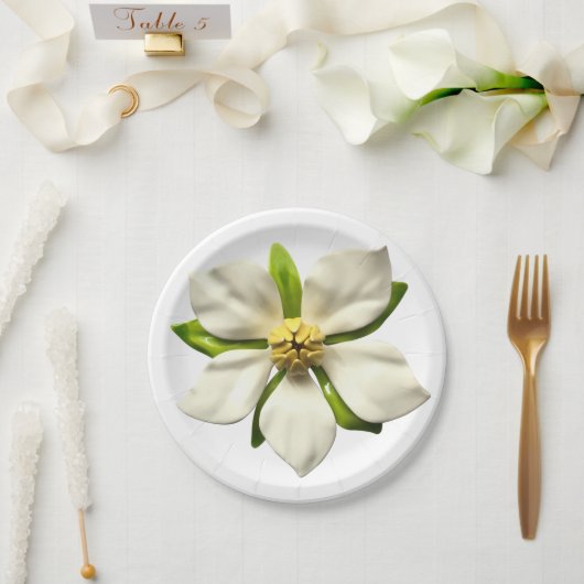 Tropisch magnolia Flower Spring Weduwen Papieren Bordje (Huwelijk)